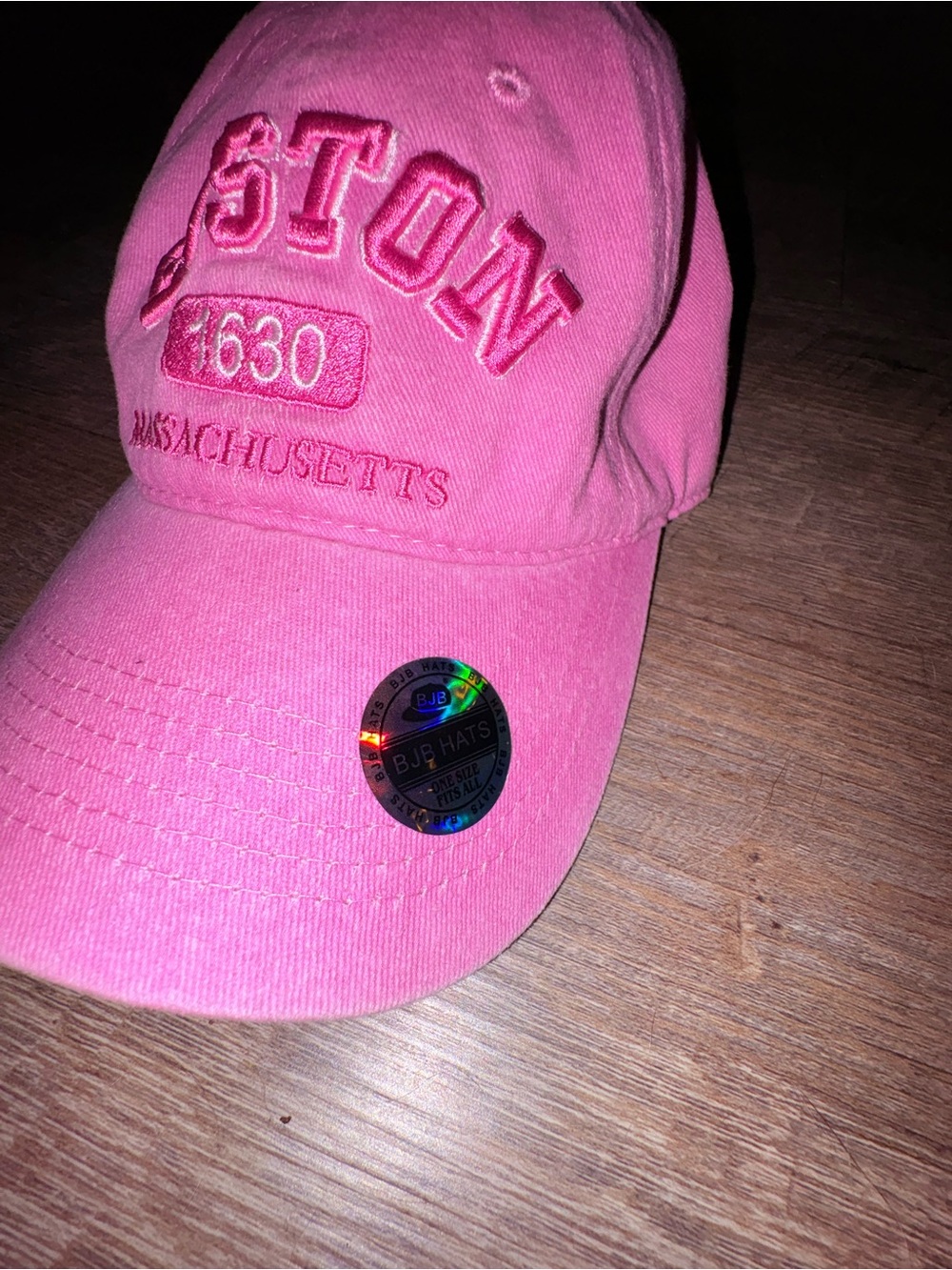 Women's Pink 'Boston 1630' Embroidered Baseball Cap - Picture 3 of 5